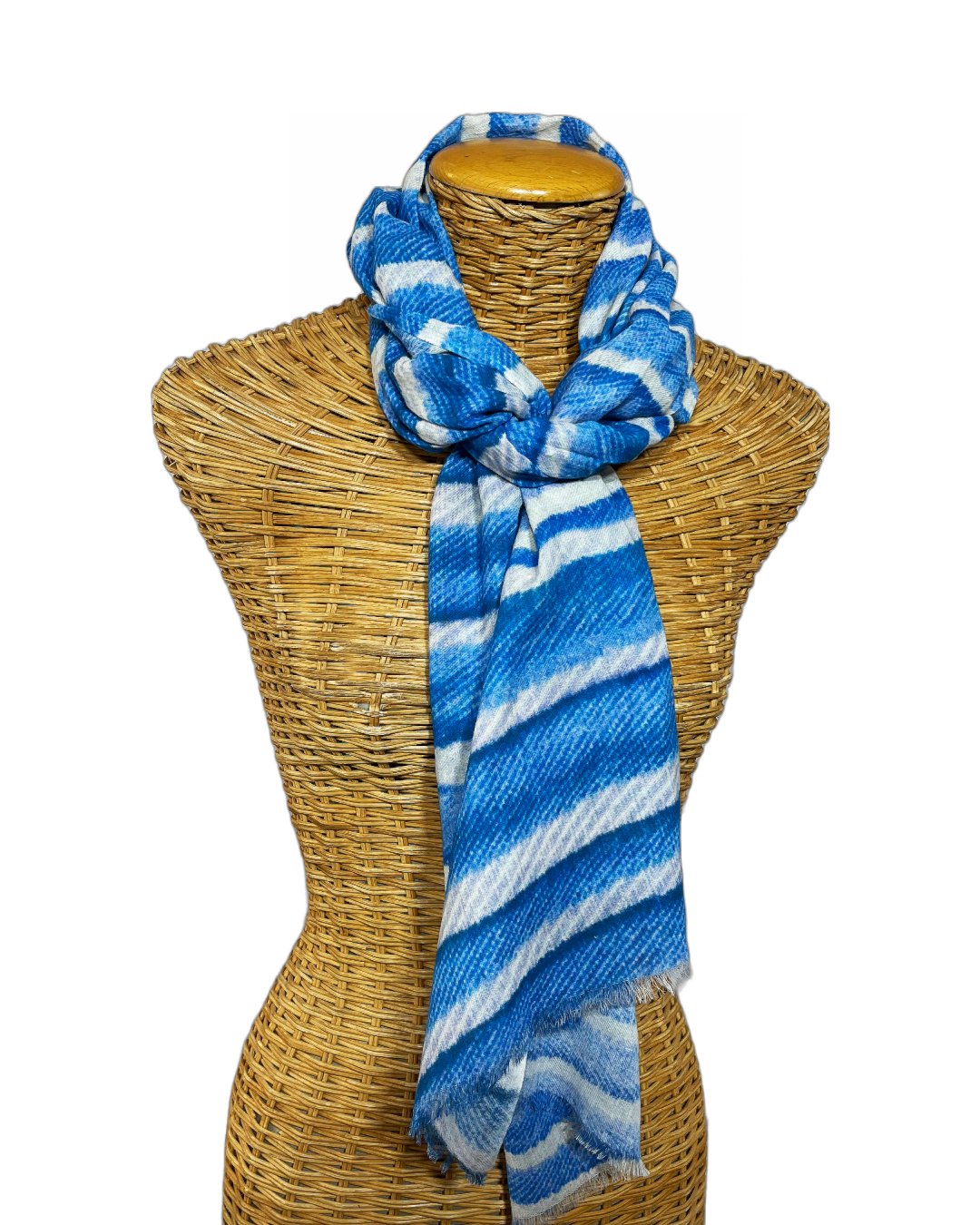 Blue Cotton Waves Scarf — Pam's Pashminas & Exotic Scarves